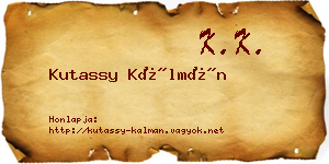 Kutassy Kálmán névjegykártya